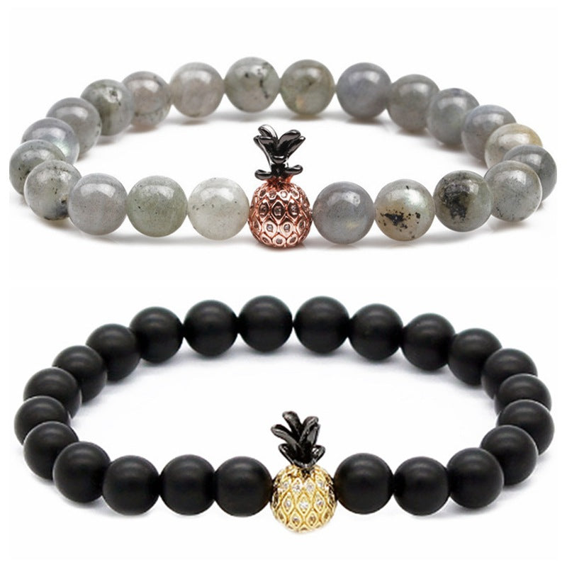 Wholesale Micropaved Zircon White Turquoise Volcanic Stone Bracelets